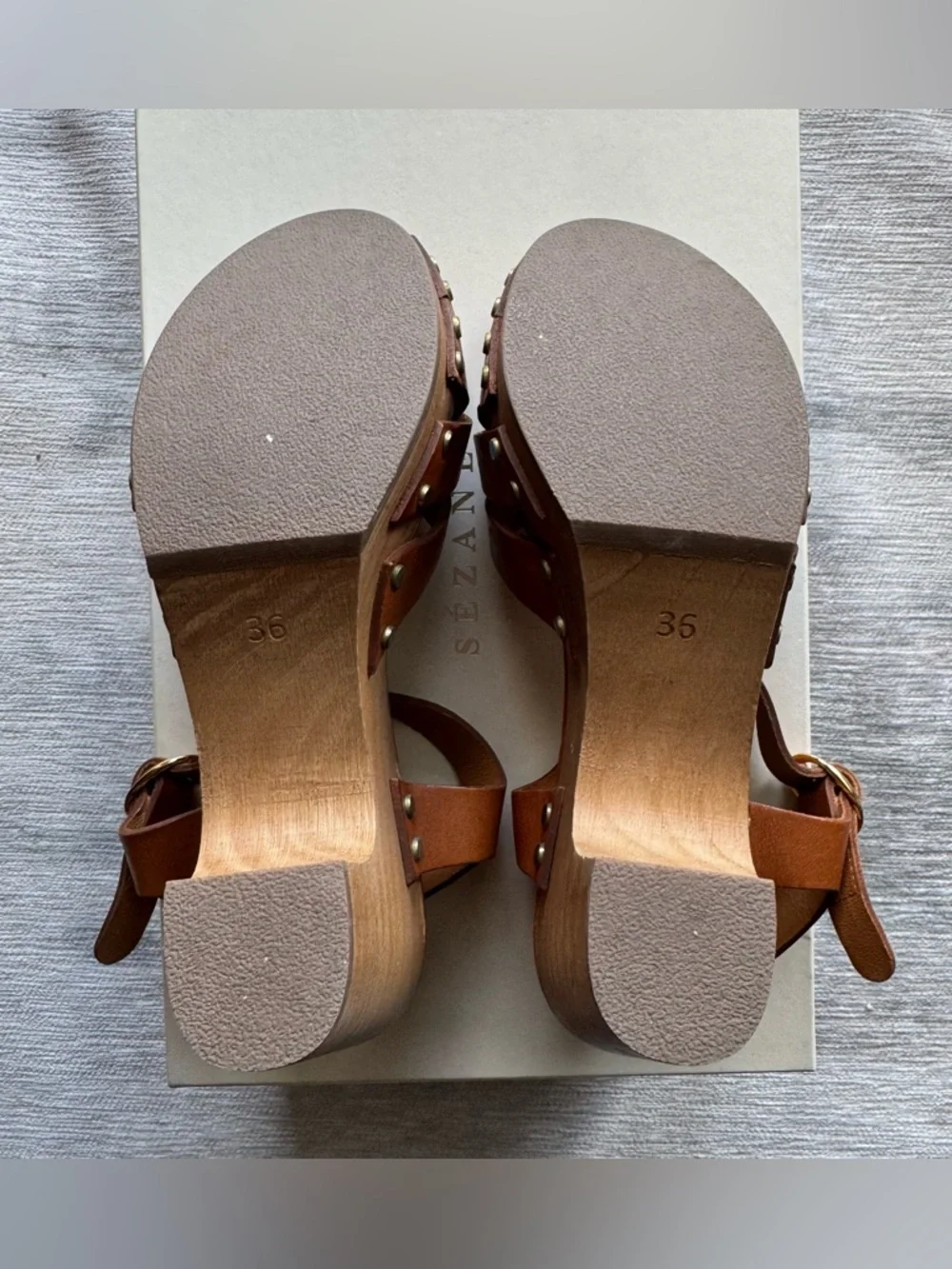 Sezane Isabelle Clogs in Smooth Camel - Picture 7 of 8